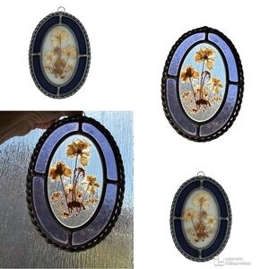 Lasting Impressions vintage stain glass with dried flowers​